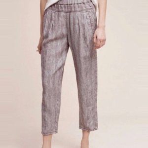 anthropologie cropped linen trousers